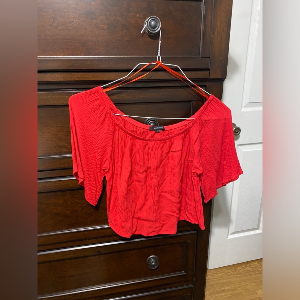Bright Red Off the Shoulder Cropped Top